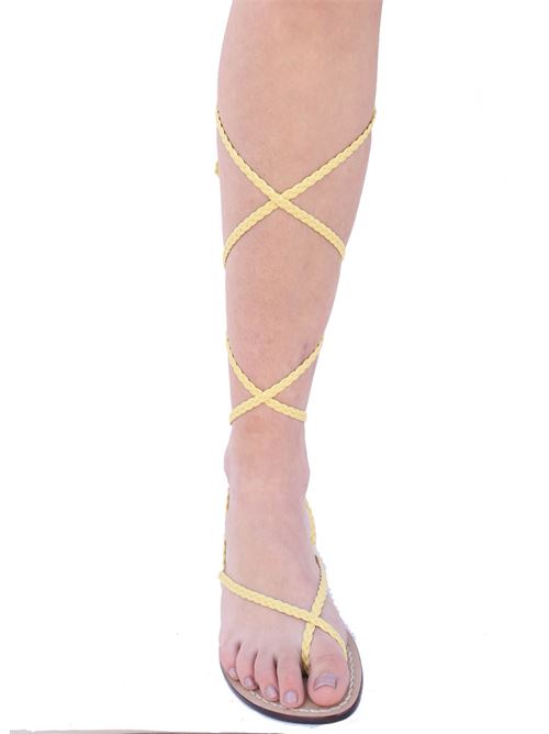 Yellow lace up sandals with braids Da Costanzo | SCHIAVATRECCINEFORCAGIALLO